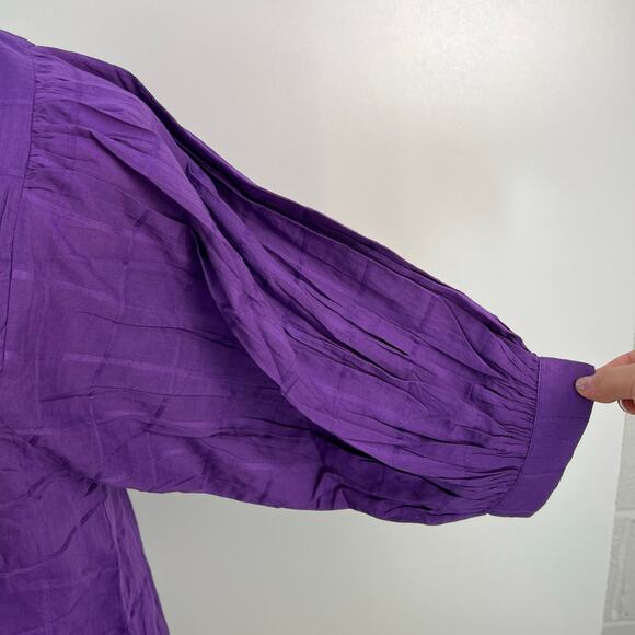 Never A Wallflower High Neck Dress Purple Windowpane Cotton Mini - Picture 5 of 10